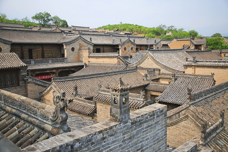 山西地标山西王家大院建筑群背景