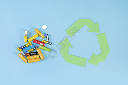回收垃圾废旧电池循环高清图片