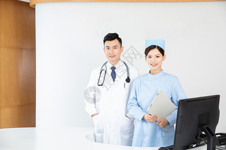 医生和护士在医院前台图片