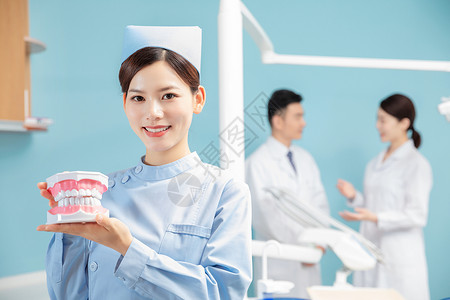 牙科诊所女护士背景图片