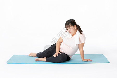 胖女生运动休息背景图片