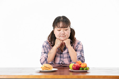 胖女孩健康饮食背景图片