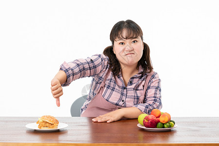 喝水都胖胖女孩健康饮食背景