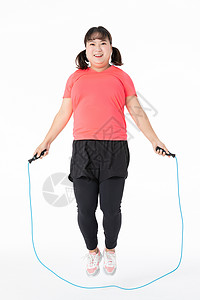 跳绳胖女孩胖女孩运动减肥背景