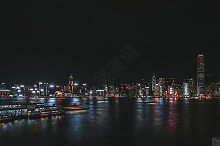 香港维多利亚港夜景金融中心高清图片素材