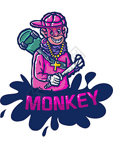 粉猴猴子扳手高清图片