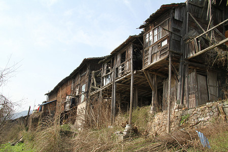 农村老宅废弃古宅背景