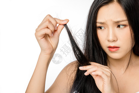 女性脱发头发毛躁高清图片