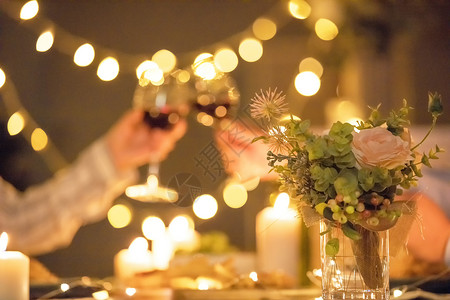 红酒浪漫素材情侣烛光晚餐约会背景