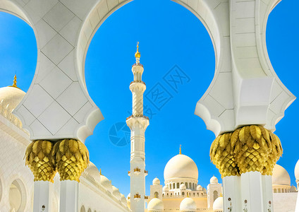 阿拉伯素材阿布扎比大清真寺背景