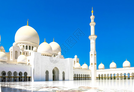 迪拜海边阿布扎比大清真寺背景