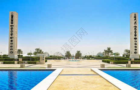 迪拜喷泉阿布扎比大清真寺背景
