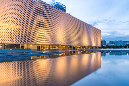 深圳市宝安区深圳宝安区图书馆夜景背景