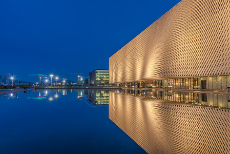 深圳市宝安区深圳宝安区图书馆夜景背景