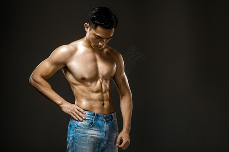 肌肉男图标运动男性肌肉展示背景