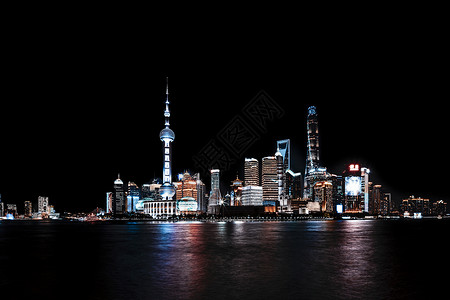 上海黄浦东方明珠夜景背景