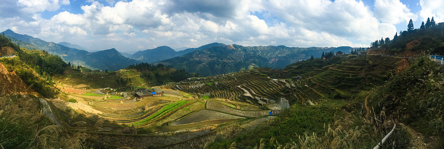 贵州黔东南月亮山梯田景点风光背景