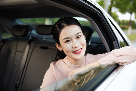 车内女乘客舒适女出差高清图片