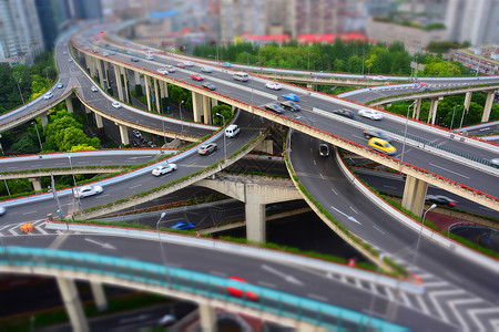 智能上海上海城市交通微缩景观移轴摄影背景