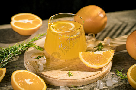 橙汁鲜榨橙子高清图片