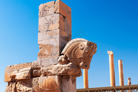 著名雕像伊朗波斯波利斯遗址雕像背景