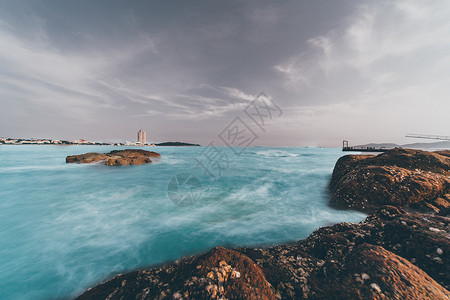 海边清凉边框青岛滨海背景