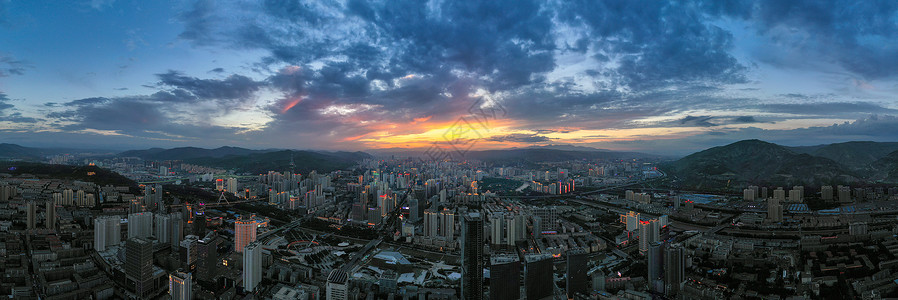 西宁市航拍夜景市中心高清图片素材