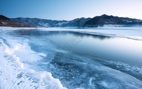 鹭江冰雪河流风景背景