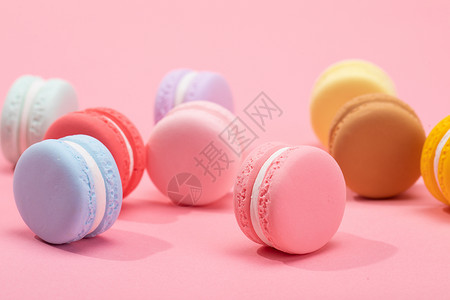 甜点马卡龙粉红色糖果高清图片