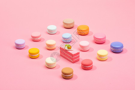 马卡龙蛋糕粉色蛋糕糖果高清图片