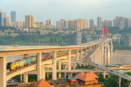 重庆道路重庆立体交通桥梁立交轨道交通背景