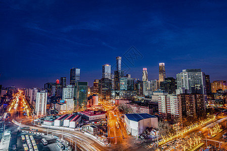 夜晚的房子北京城市CBD夜晚全景背景