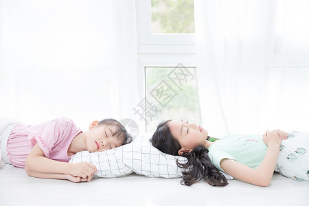 可爱美人鱼姐妹两个小女孩睡觉背景