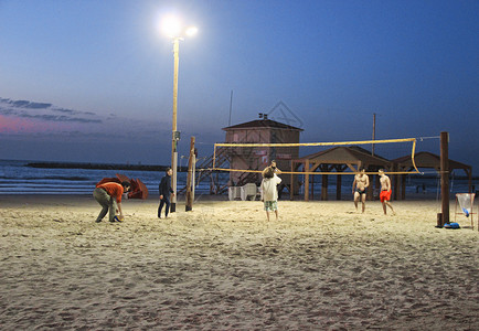 以色列游学网特拉维夫沙滩排球背景