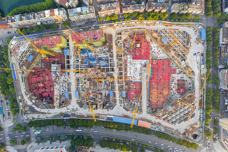 在建工地重庆朝天门正在建设中的商业中心工地背景