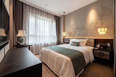 新中式酒店卧室背景图片