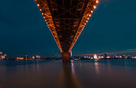 武汉火车武汉长江大桥夜景风光背景