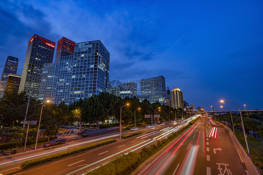 夜景北京建外交通 图片