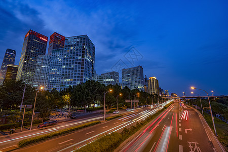 夜景北京建外交通背景