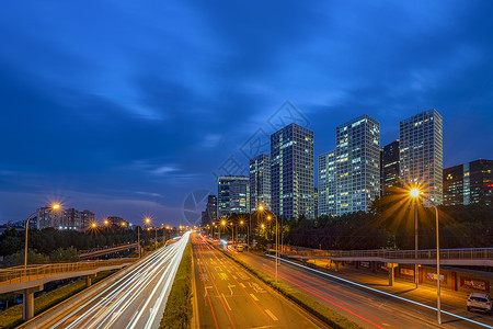 夜景北京建外交通背景