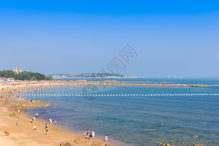 青岛第二海水浴场夏季风光背景图片