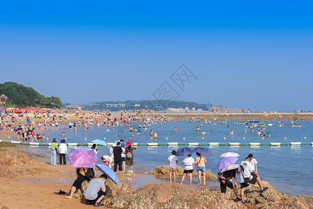 青岛第二海水浴场夏季风光【媒体用图】海滨高清图片素材