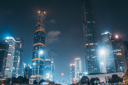 广州珠江新城夜景风光繁华高清图片素材