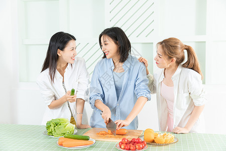 居家闺蜜一起做饭高清图片