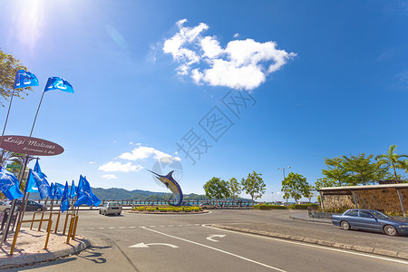 马来西亚亚庇鱼地标道路图片