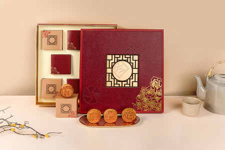 美食包装图片中秋月饼礼盒背景