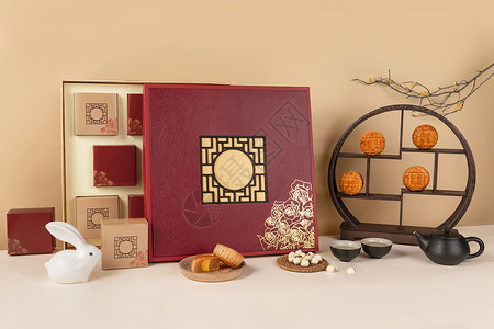 中秋月饼礼盒背景图片