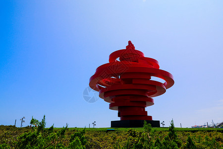 鎏金风五四展板青岛旅游地标五四广场雕塑五月的风背景