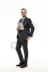 外国商务男性使用平板电脑高清图片