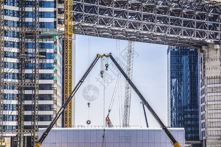 施工吊车建设工地施工场景背景